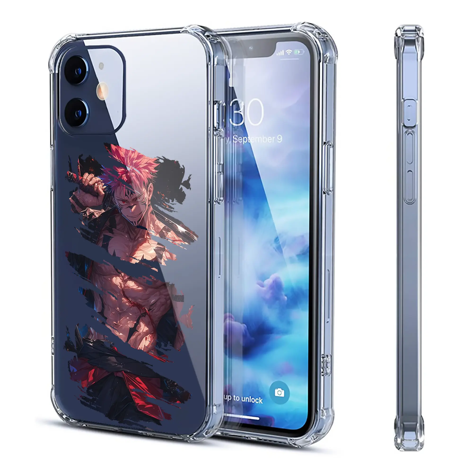 呪術廻戦 グッズ,両面宿儺 - IPhone 12シリーズ対応 ・ 透明スマホケース ・ クリアソフトケース ・ TPU素材 ・ 耐衝撃 ・ 高密着 ・ 防汚 防指紋 ・ 簡単着脱